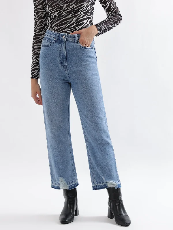New Discounts Just Dropped!Elle Women Blue Solid Straight Fit Jeans