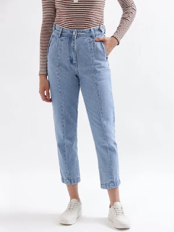 Find the Best Deals Here!Elle Women Blue Solid Relaxed Fit Jeans