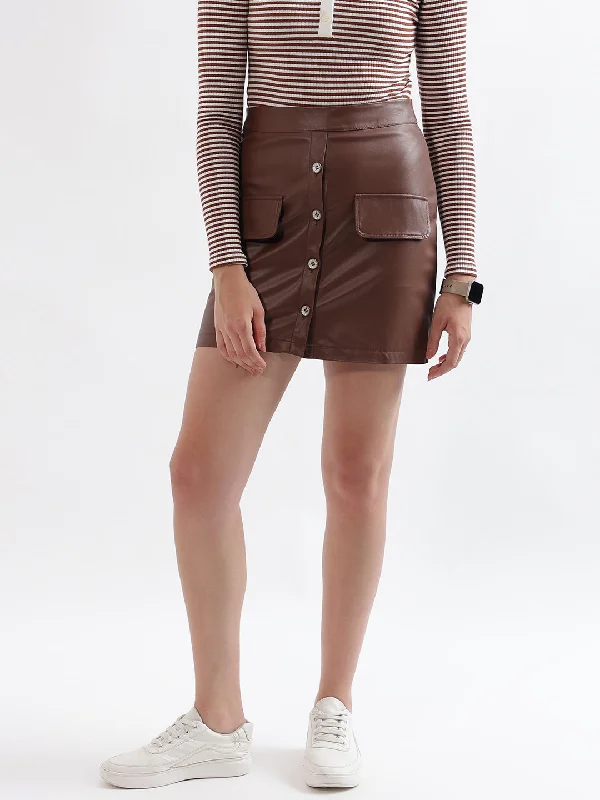 Bigger Savings, Better Shopping!Elle Women Beige Solid Fitted Skirt