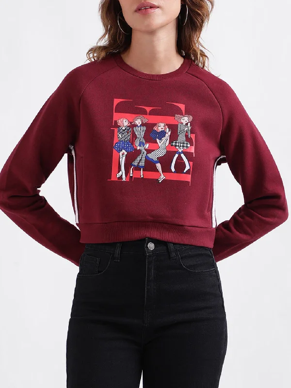 Lowest Prices Guaranteed!Elle Women Solid Full Sleeves Round Neck Sweatshirt
