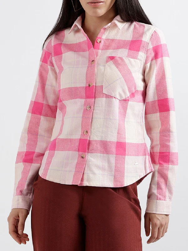 Seasonal Sale – Shop Now!Elle Women Checked Full Sleeves Shirt Collar Top