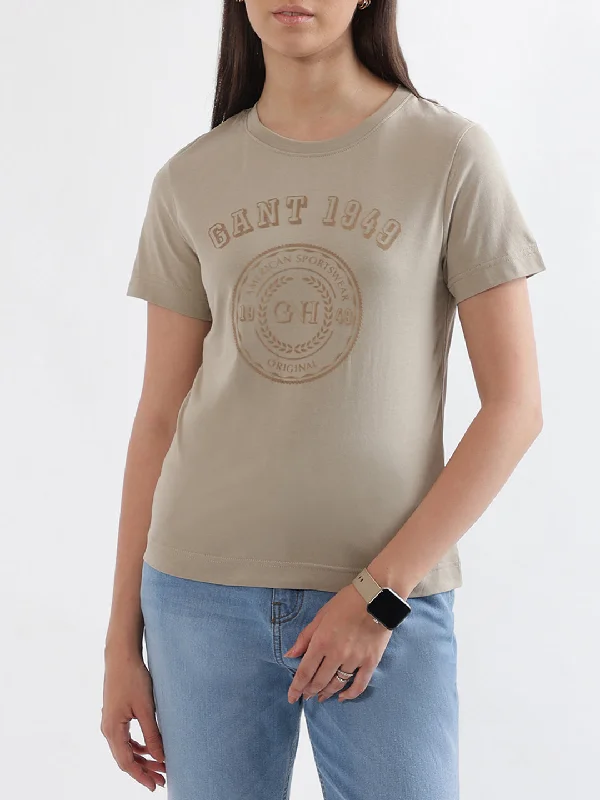 Exclusive Deals Just for You!Gant Beige Logo Regular Fit T-Shirt