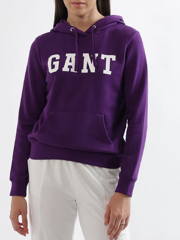 Get More, Spend Less – Shop Now!Gant Women Purple Solid Hooded Sweatshirt