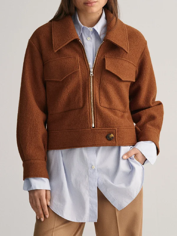 Best Offers of the Month!Gant Women Brown Solid Collar Jacket