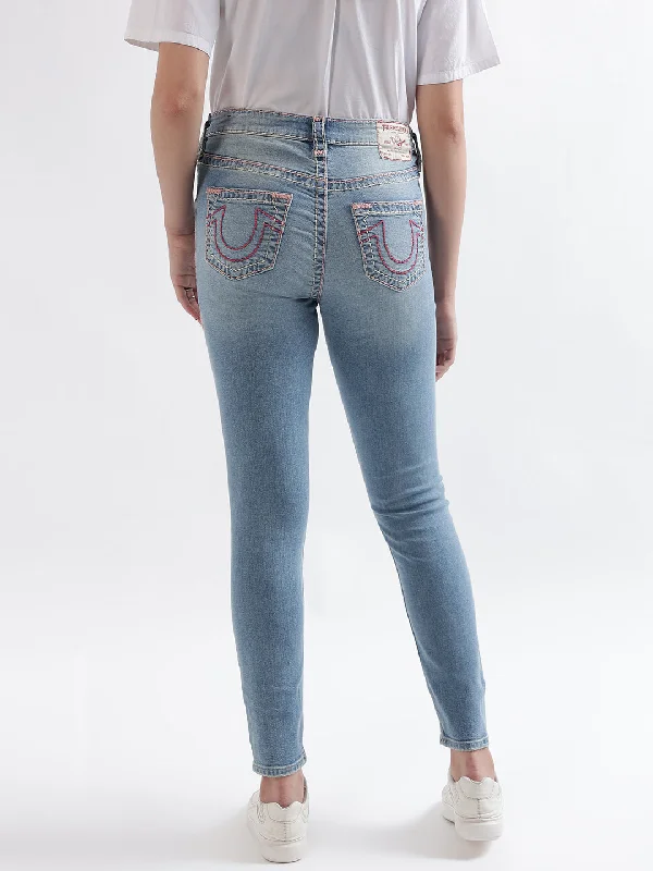 Best Deals Just for You!True Religion Womens Super T Jennie Skinny Fit Blue Mid Rise Jeans