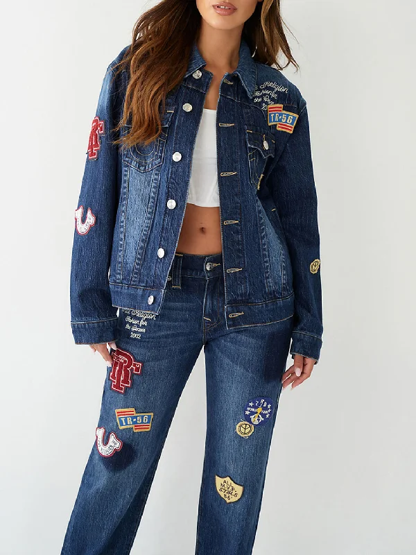 Flash Deals – Act Quickly!True Religion Women Printed Full Sleeves Collar Jacket