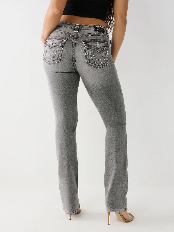 Upgrade for Less!True Religion Womens Super T Billie Straight Fit Grey Mid Rise Jeans